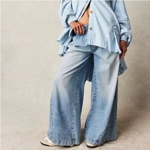 We The Free Equinox 100% Cotton Wide Leg Jeans in Open Sky | Size 29 | NWT - Picture 1 of 7